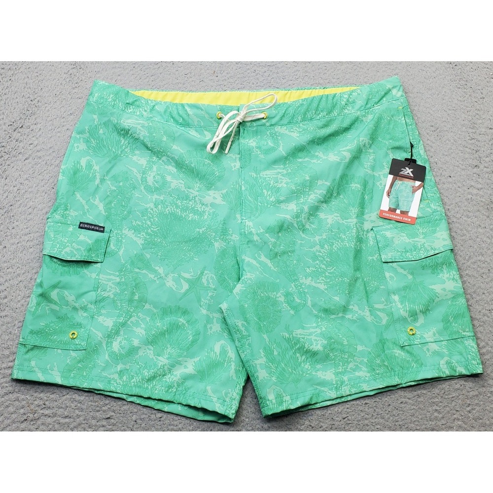 ZeroXposur Swim Trunks Mens XXL Multi Seahorse Comfort Stretch Cargo Pocket